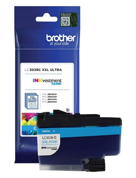 Brother LC3039C OEM Ultra HY Ink Cartridge, 5K Pages, Cyan