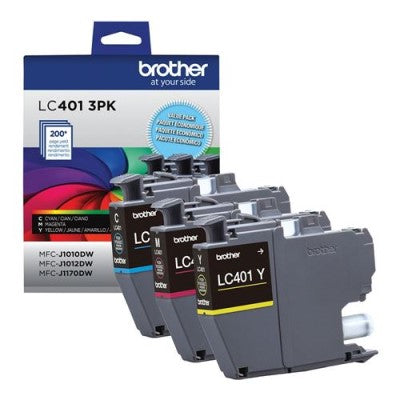 Brother LC401 3PK OEM Ink Set, C/M/Y