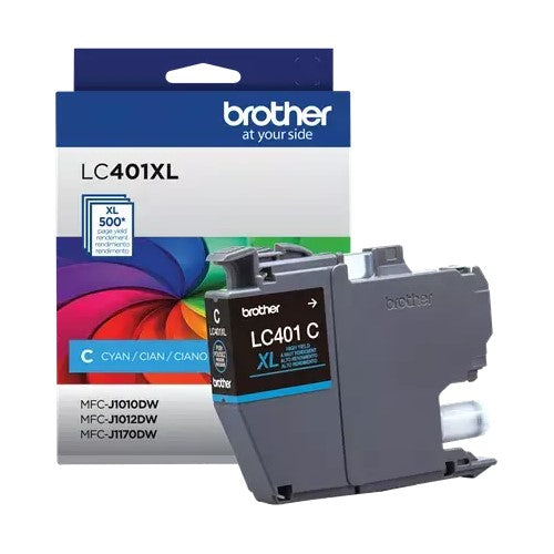 Brother LC401XLCS OEM HY Ink Cartridge, 500 Pages, Cyan