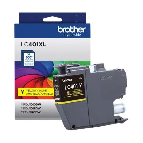 Brother LC401XLYS OEM HY Ink Cartridge, 500 Pages, Yellow