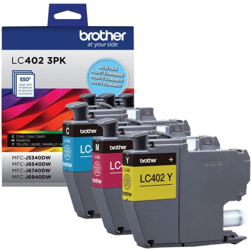 Brother LC402 3PK OEM Ink 3 Pack, C/M/Y