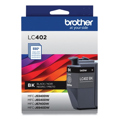 Brother LC402BKS OEM Ink Cartridge, 550 Pages, Black