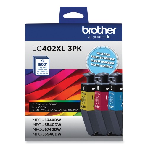 Brother LC402XL 3PK OEM HY Ink 3 Pack, C/M/Y