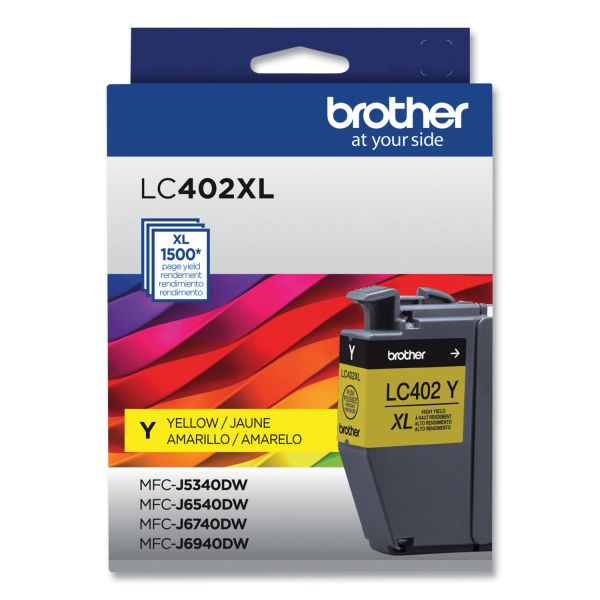 Brother LC402XLYS OEM HY Ink Cartridge, 3K Pages, Yellow