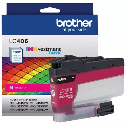 Brother LC406MS OEM Ink Cartridge, 1.5k Pages, Magenta