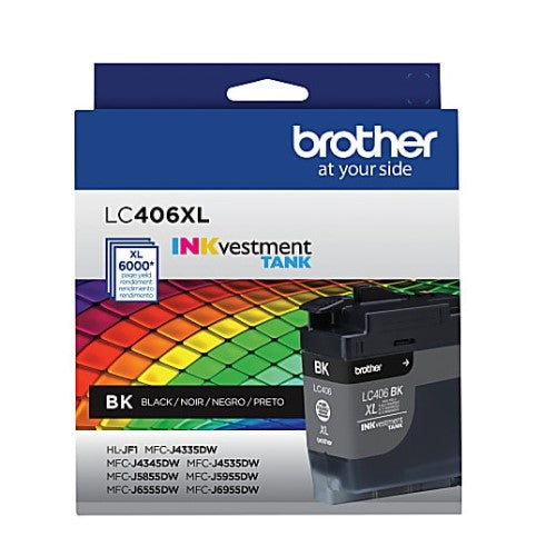 Brother LC406XLBKS OEM HY Ink Cartridge, 6K Pages, Black
