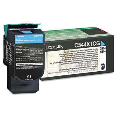 Lexmark C544X1CG OEM Extra HY Toner Cartridge, 4K pages, Cyan