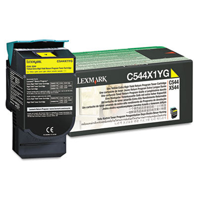 Lexmark C544X1YG OEM Extra HY Toner Cartridge, 4K pages, Yellow