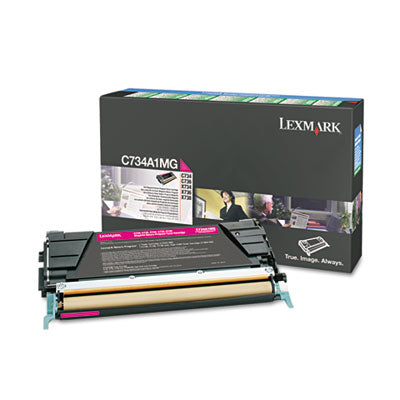 Lexmark C734A1MG OEM Toner Cartridge, Return Program, 6K pages, Magenta