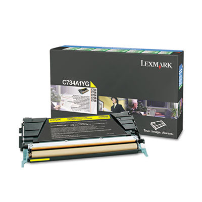 Lexmark C734A1YG OEM Toner Cartridge, Return Program, 6K pages, Yellow