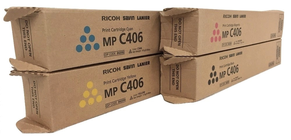 Ricoh 842091 MPC406 OEM Toner Set, B/C/M/Y