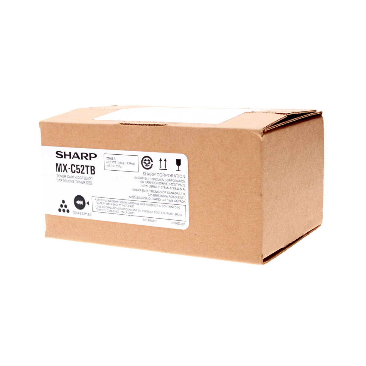 Sharp MX-C52TB OEM Toner Cartridge, 25K Pages, Black