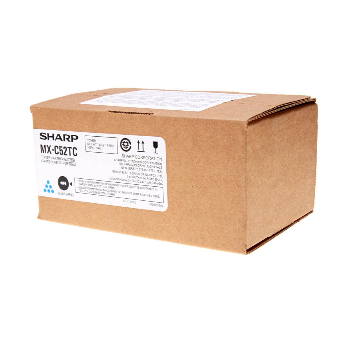 Sharp MX-C52TC OEM Toner Cartridge, 14.2K Pages, Cyan