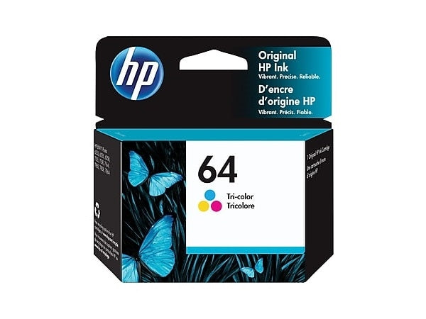 HP 64 N9J89AN OEM Inkjet Cartridge, 165 Pages, Tri-Color