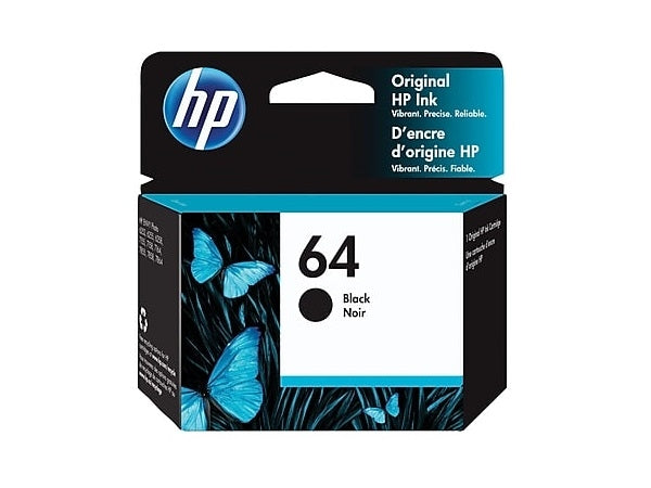 HP 64 N9J90AN OEM Inkjet Cartridge, 200 Pages, Black
