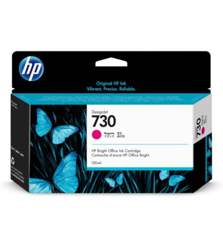 HP 730 P2V63A OEM Ink Cartridge, Magenta, 130ml