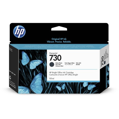 HP 730 P2V65A OEM Ink Cartridge, Matte Black, 130ml