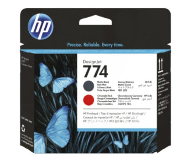 HP 774 P2V97A OEM Printhead Cartridge, Matte Black/Red
