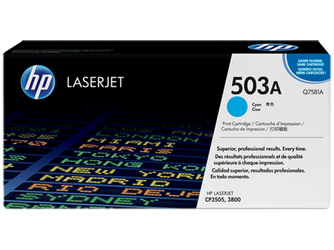 HP 503A Q7581A OEM Toner Cartridge, 6K pages, Cyan