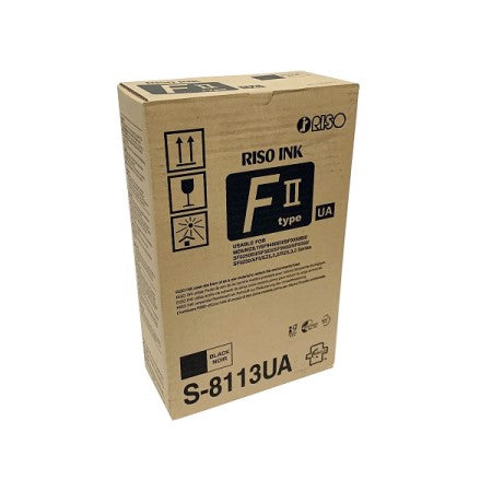 Riso S-8113UA F II Type OEM Ink Cartridge, 2 X 1000mL, Black