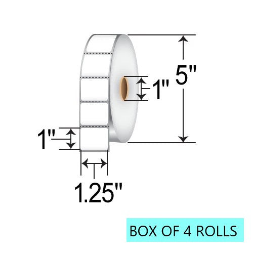 1.5" X 1" Thermal Transfer Labels, 2.3K Per Roll, 5" OD, 1" Core