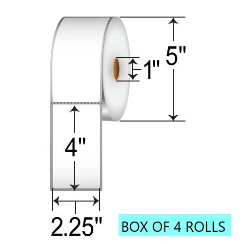 2.25" X 4" Thermal Transfer Labels, 700 Per Roll, 5" OD, 1" Core