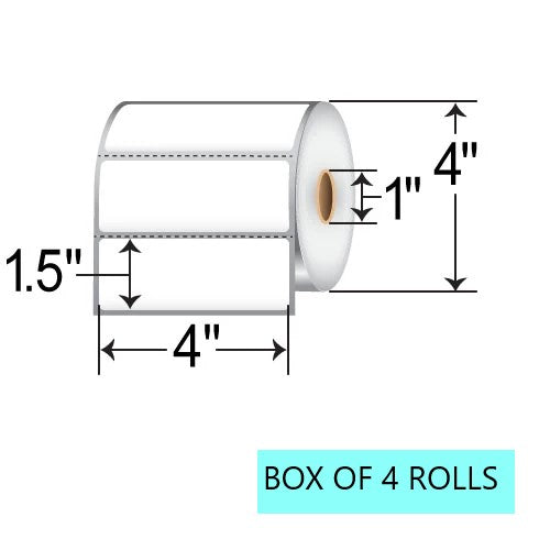 4" X 1.5" Thermal Transfer Labels, 960 Per Roll, 4” OD, 1” Core
