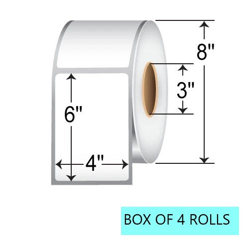 4" X 6" Thermal Transfer Labels W/O Perf, 1K Per Roll, 8" OD, 3" Core