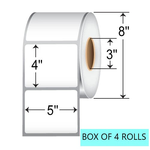 5" X 4" Thermal Transfer Labels W/O Perf, 1.5K Per Roll, 8" OD, 3" Core