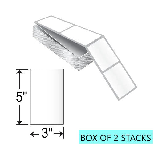 3" X 5" FanFold Labels, 1.25K Per Stack, White