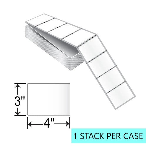 4" X 3" FanFold Labels, 4K Per Stack, White