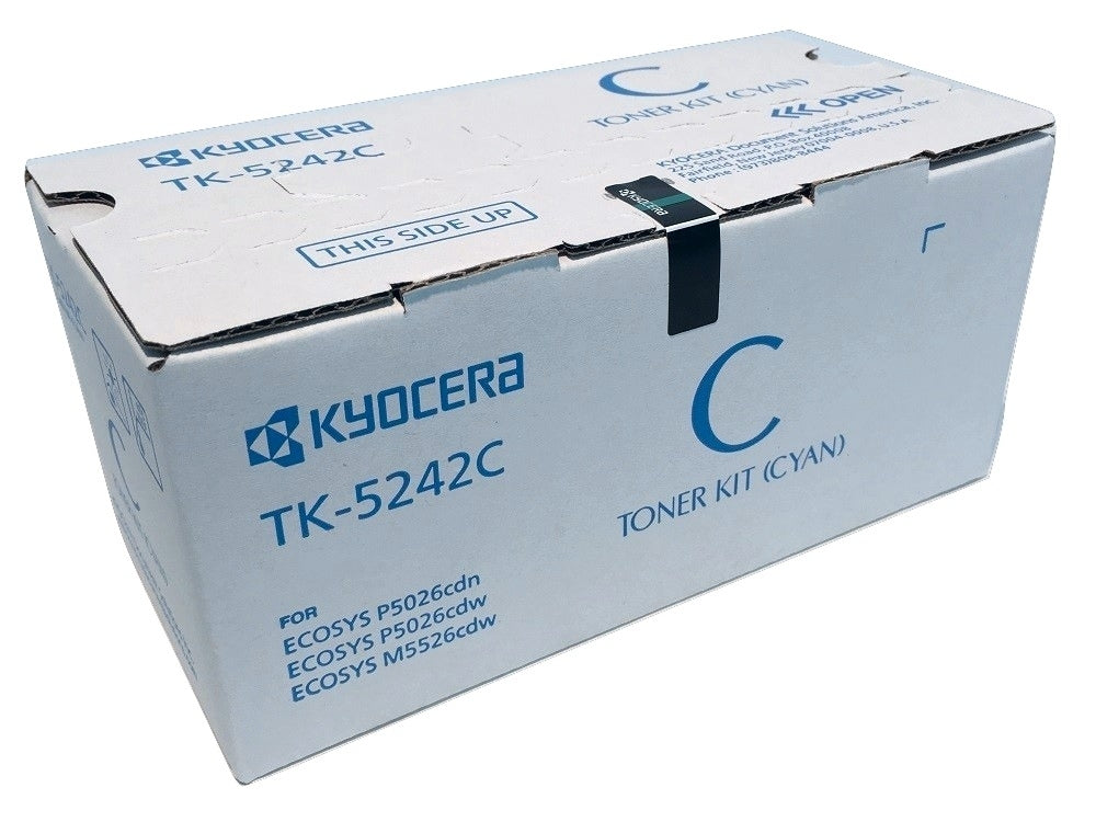 Kyocera 1T02R7CUS0 TK-5242C OEM Toner Cartridge, 3K pages, Cyan