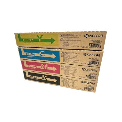 Kyocera TK-897 / TK-899 OEM Toner Set, B/C/M/Y