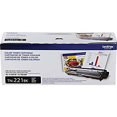 Brother TN-221BK OEM Toner Cartridge, 2500 pages, Black