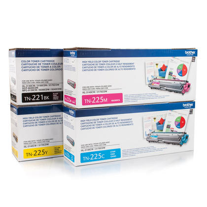 Brother TN-221/225 OEM Toner Set, B/C/M/Y