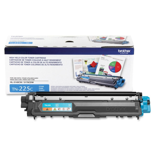 Brother TN-225C OEM HY Toner Cartridge, 2200 pages, Cyan