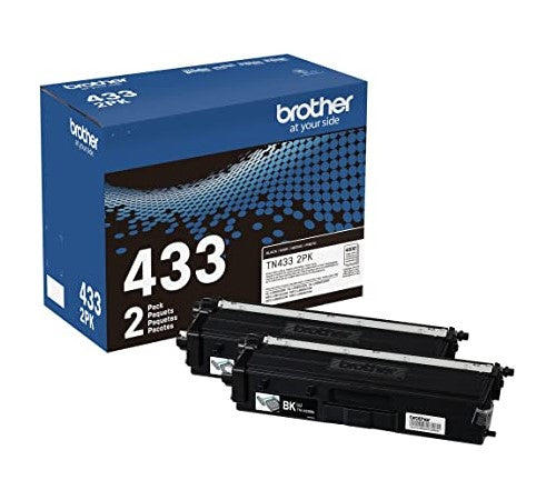 Brother TN-433 2PK OEM HY Toner Dual Pack, 2 x 4.5K Pages, Black