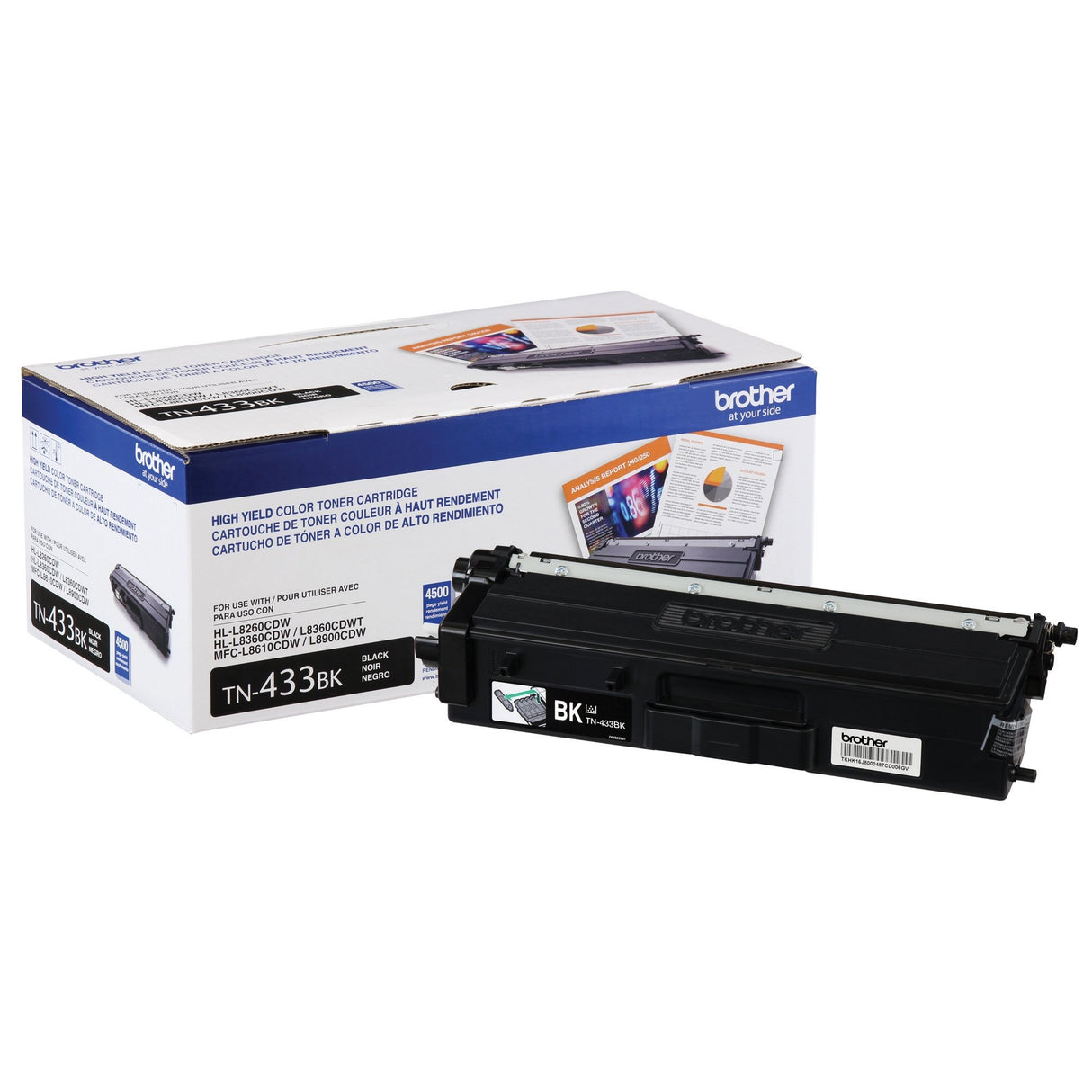 Brother TN-433BK OEM HY Toner Cartridge, 4500 pages, Black