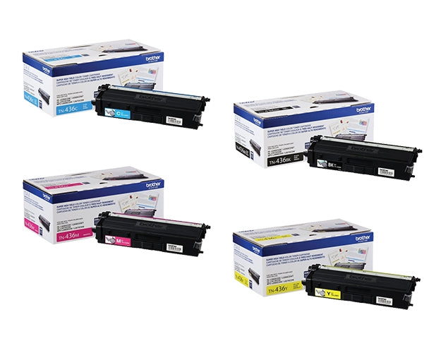 Brother TN-436 OEM Super HY Toner Set, B/C/M/Y