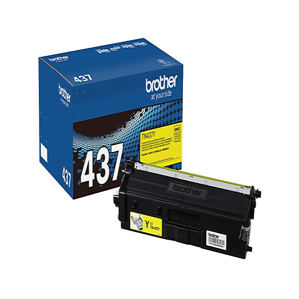 Brother TN-437Y OEM Ultra HY Toner Cartridge, 9K Pages, Yellow