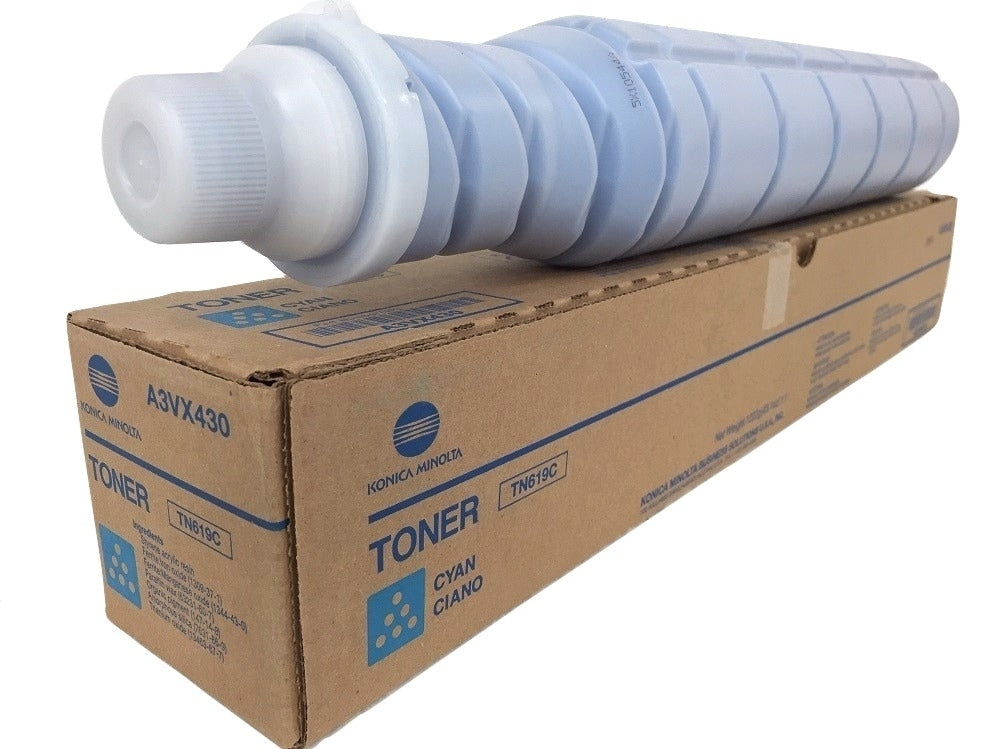 Konica Minolta A3VX430 TN619C OEM Toner Cartridge, 78K pages, Cyan