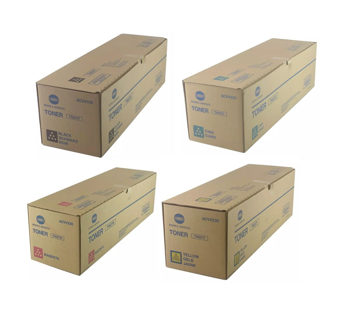 Konica Minolta TN627 OEM Toner Set, B/C/M/Y