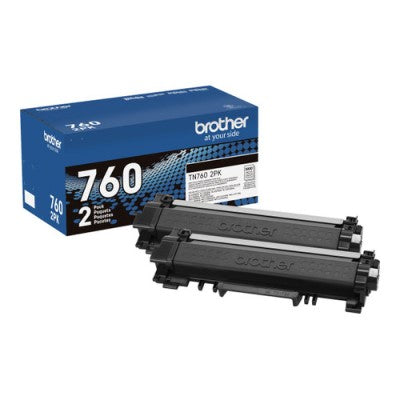 Brother TN-760 2PK OEM HY Toner Dual Pack, 2 X 3K Pages, Black