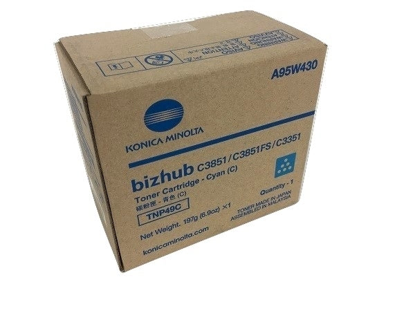 Konica Minolta A95W430 TNP49C OEM Toner Cartridge, 12K pages, Cyan