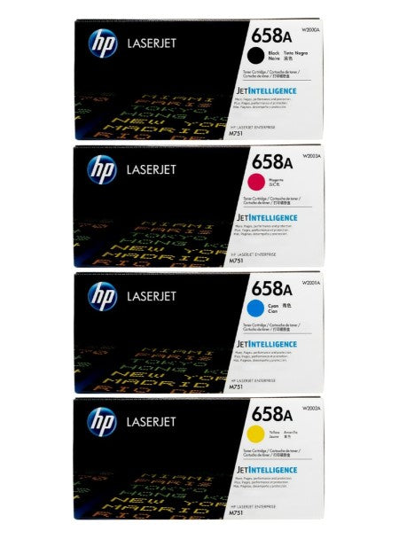 HP 658A W2000A OEM LaserJet Toner Set, B/C/M/Y