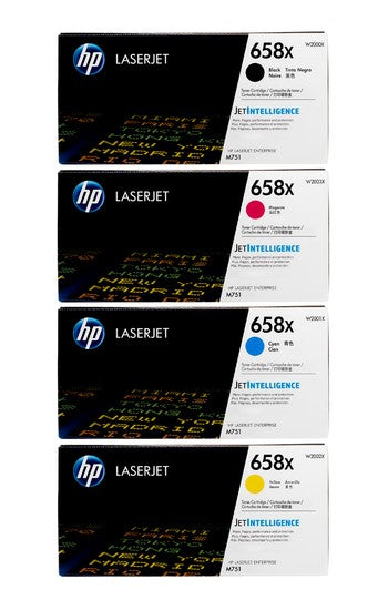 HP 658X W2000X OEM HY LaserJet Toner Set, B/C/M/Y