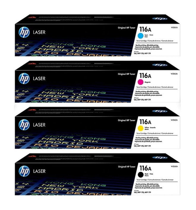 HP 116A W2060A OEM Toner Set, B/C/M/Y