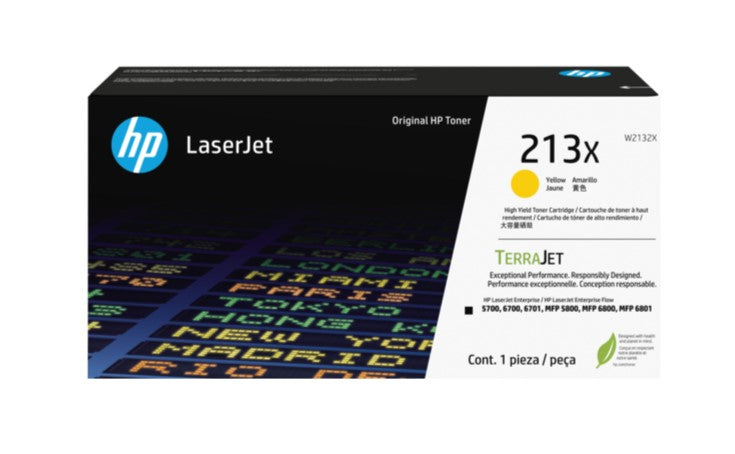 Genuine HP 213X W2132X OEM HY LaserJet Toner Cartridge, 6K Pages, Yellow