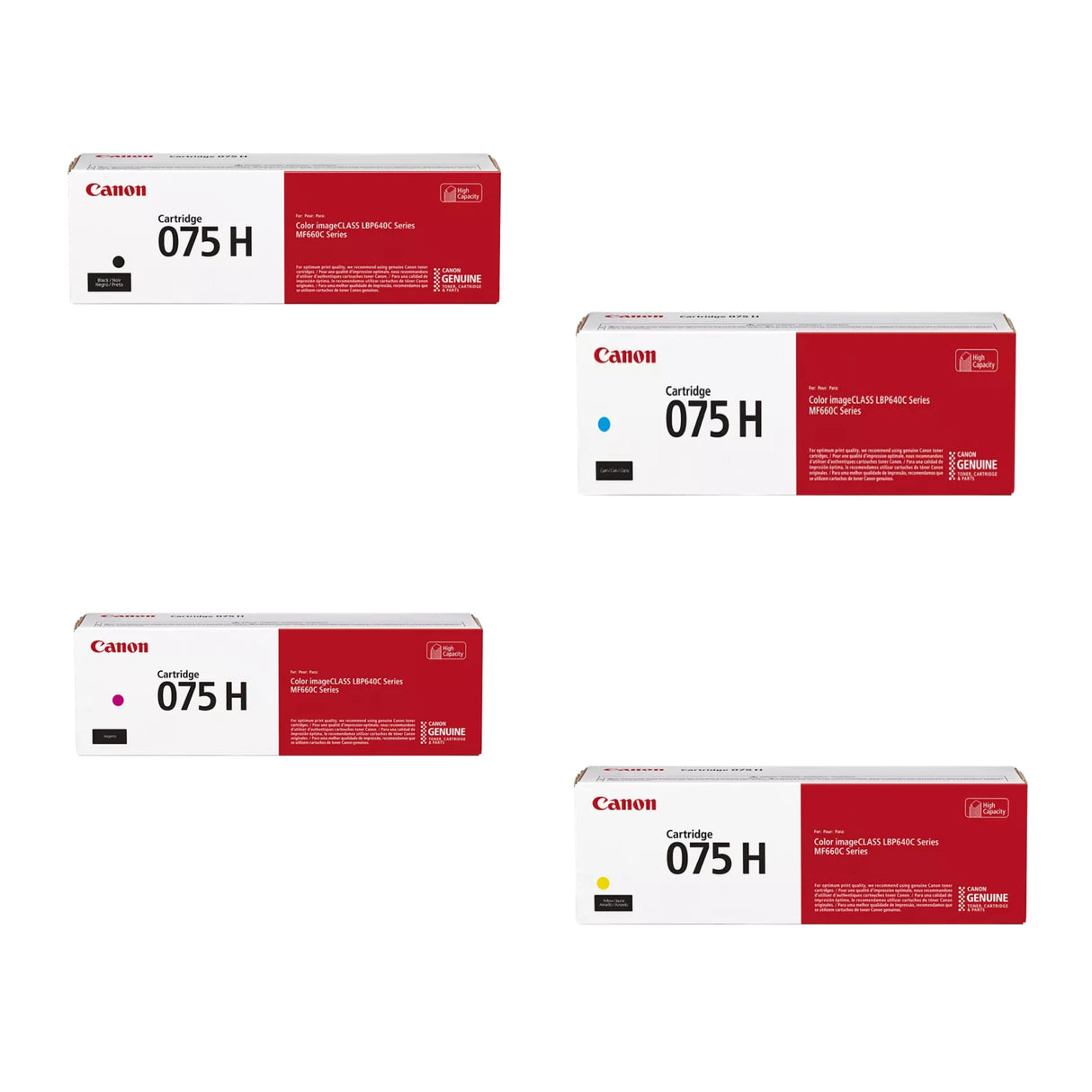 Canon 6369C001AA CRG 075H HY Toner Set, B/C/M/Y