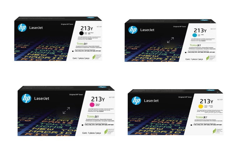 Genuine HP 213Y OEM Extra HY LaserJet Toner Set, B/C/M/Y